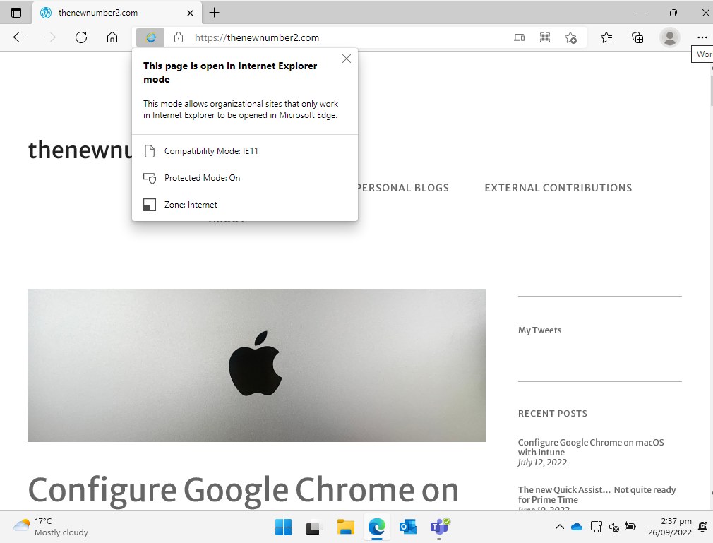 IE Mode verification in Edge